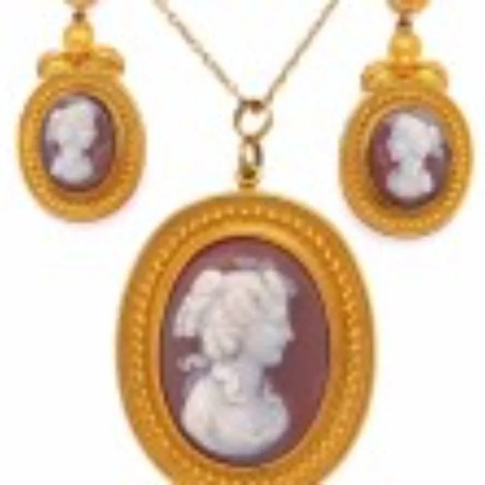 18K Victorian Carnelian Exceptional Cameo Historical Heirloom 18K Set - Picture 4 of 5